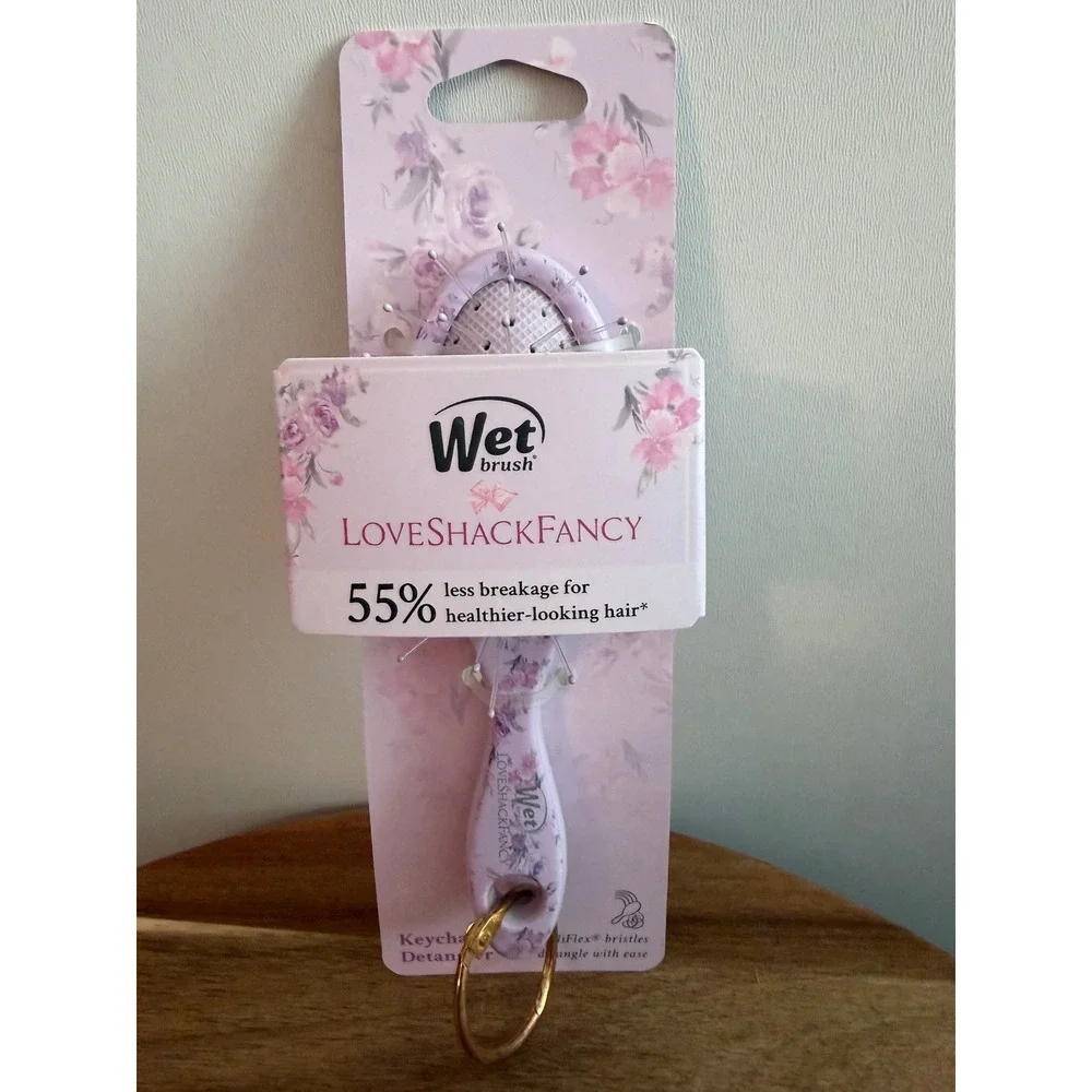 Wet Brush X Loveshackfancy Mini Detangler Brush Keychain Lavender Floral NEW